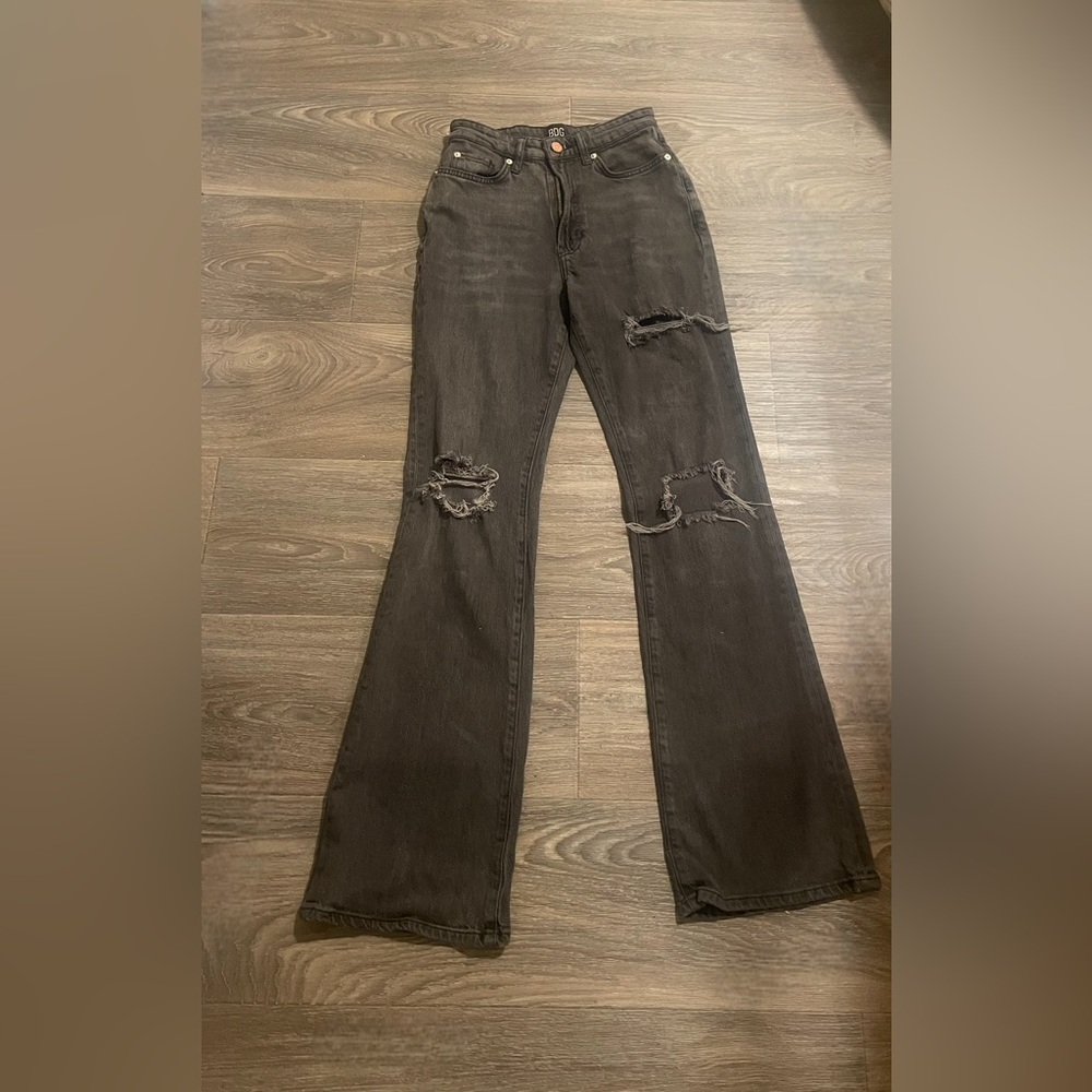 BDG Charcoal Distressed Flare Jeans Size 25